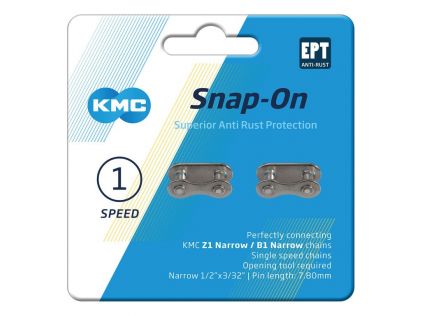 KMC Kettenverschlussglied Snap-On Narrow EPT 2 Stück, 1/2"x3/32", 7,3mm, EPT, silber 