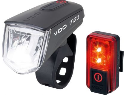 VDO EcoLight M90 Set USB Akku-Lichtset mit Bremslichtautomatik